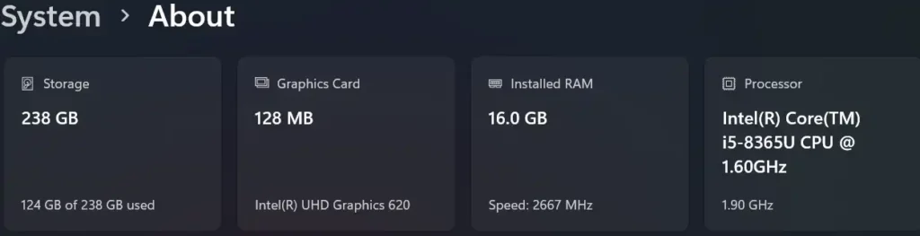Test System Specs